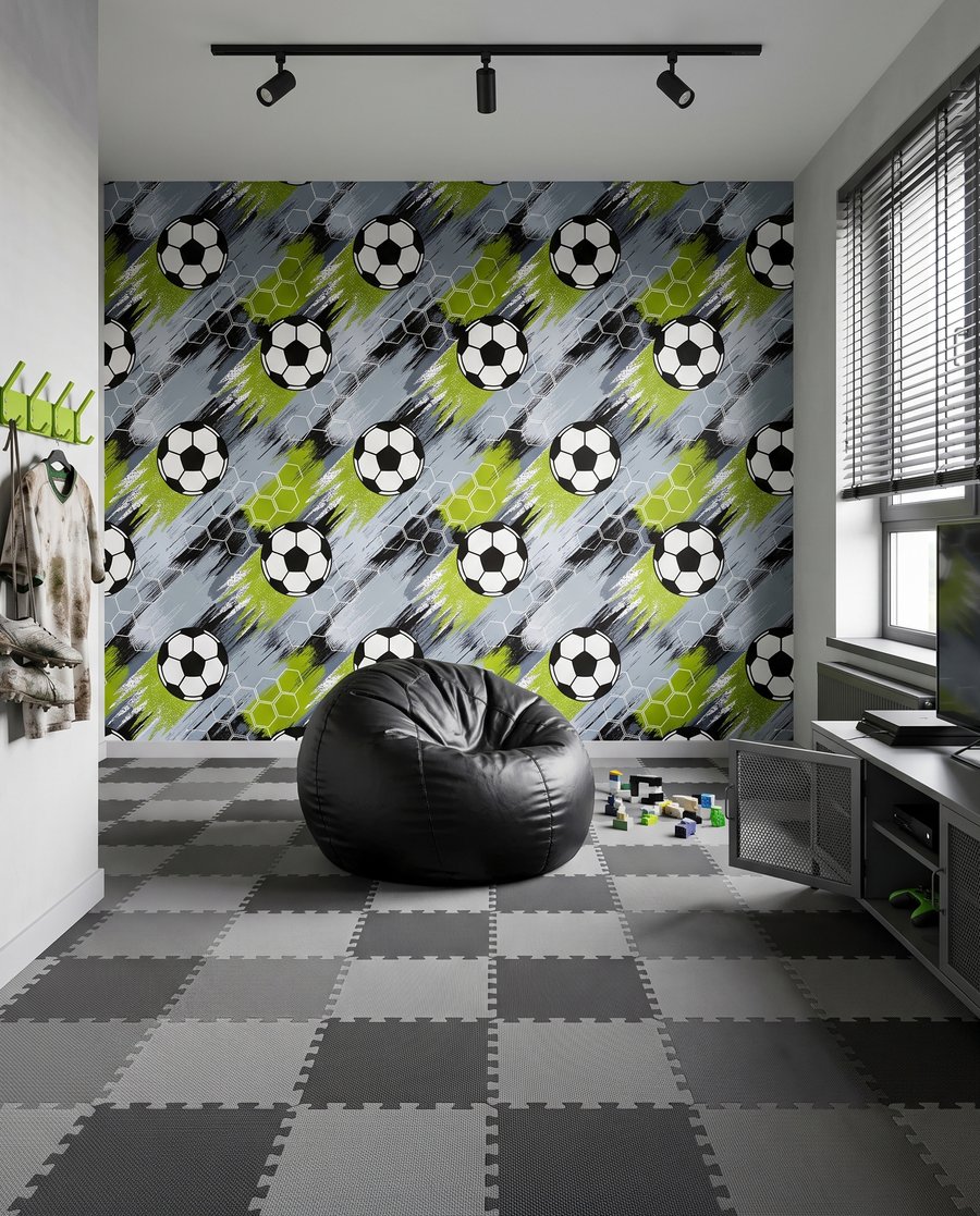 Balones entre trazos diagonales — interior 1