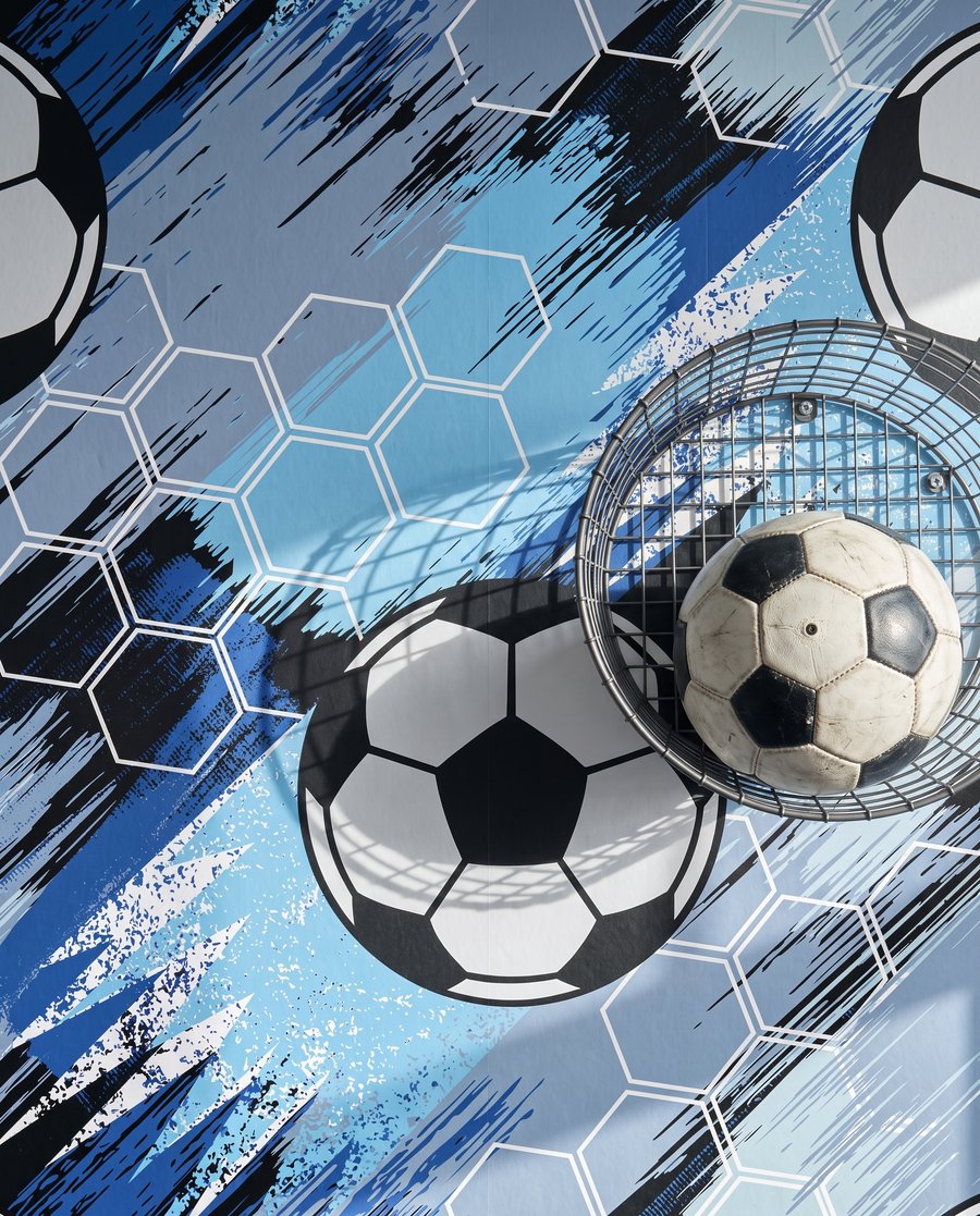 Balones entre trazos diagonales — detalle
