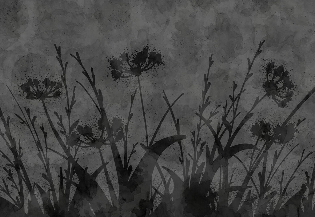 Flores en sombra oscura — diseño completo