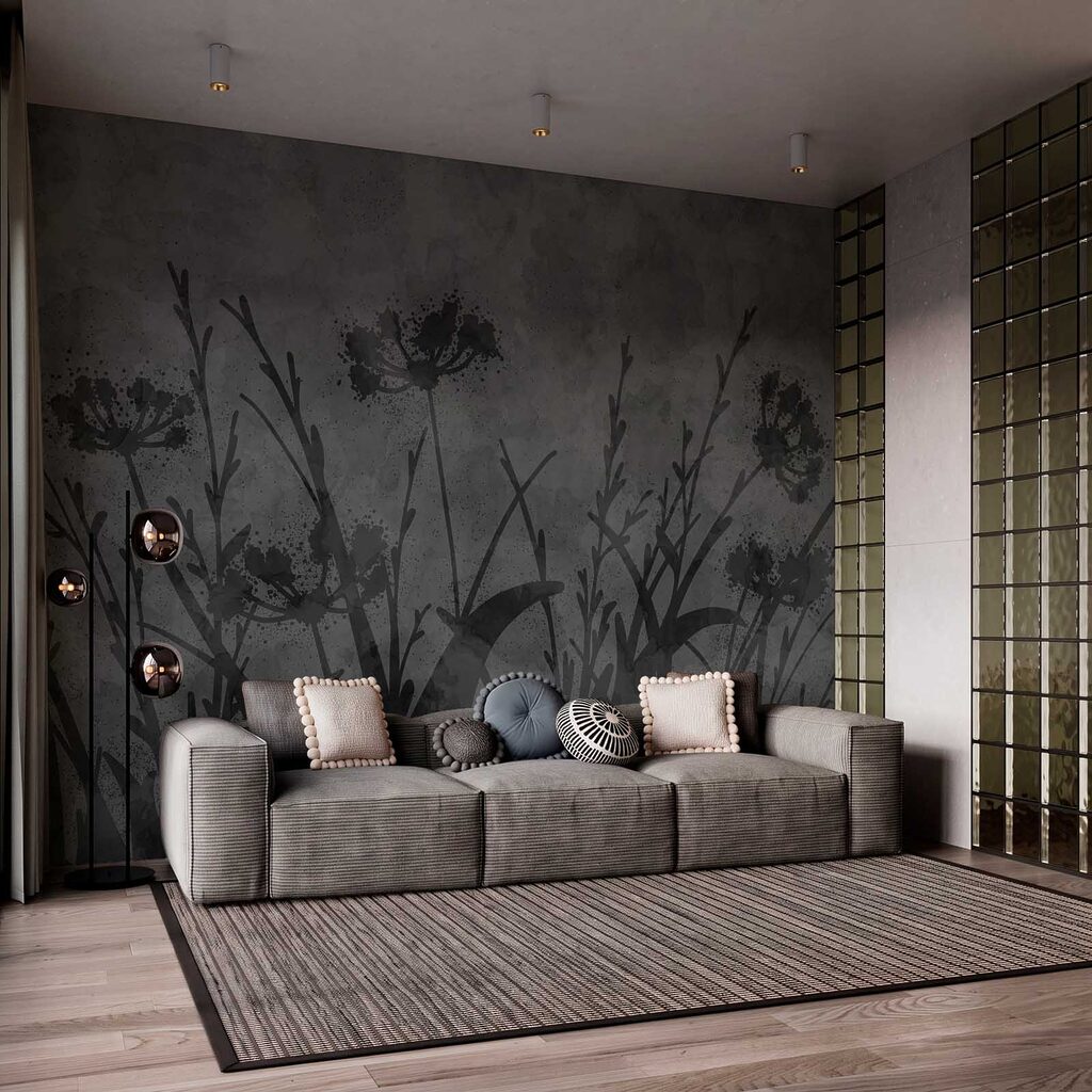 Flores en sombra oscura en un interior