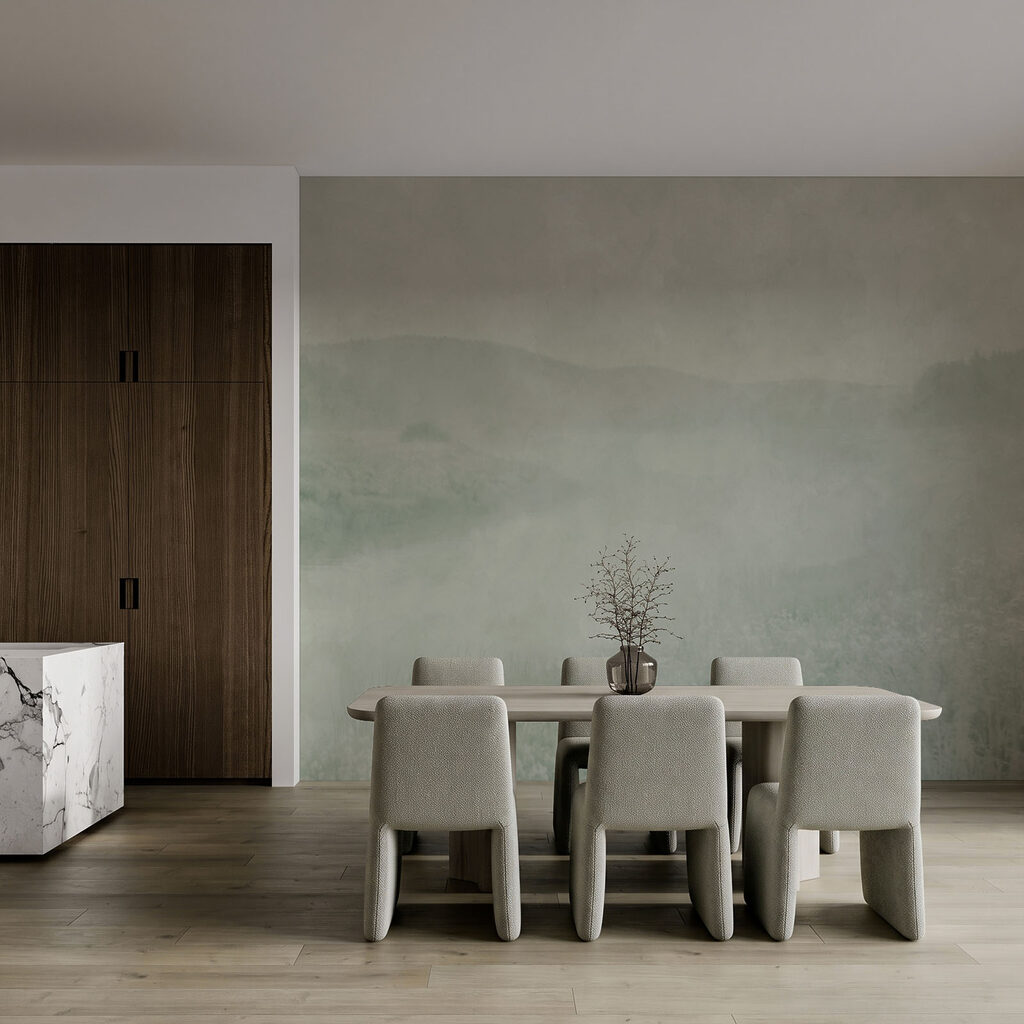 Colinas verdes en niebla — interior 3