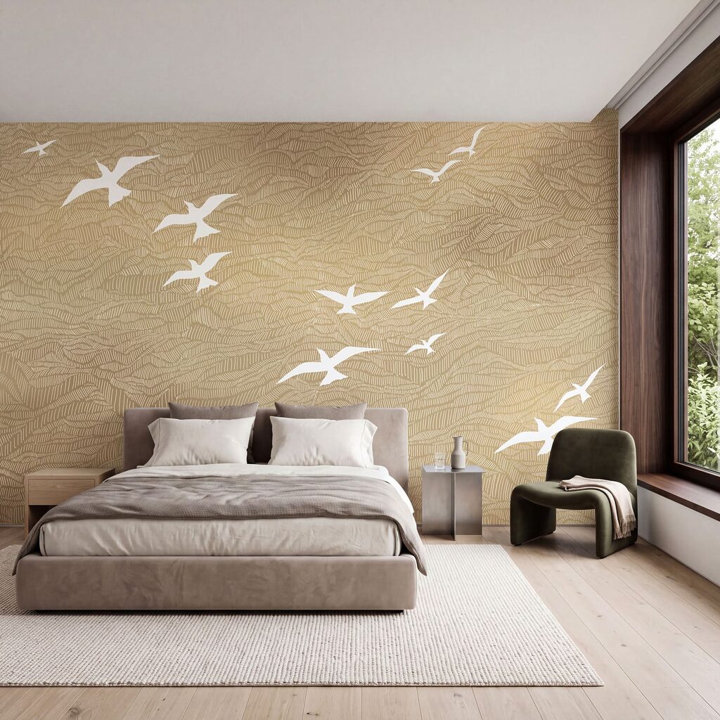 Aves blancas sobre ondas — interior 2