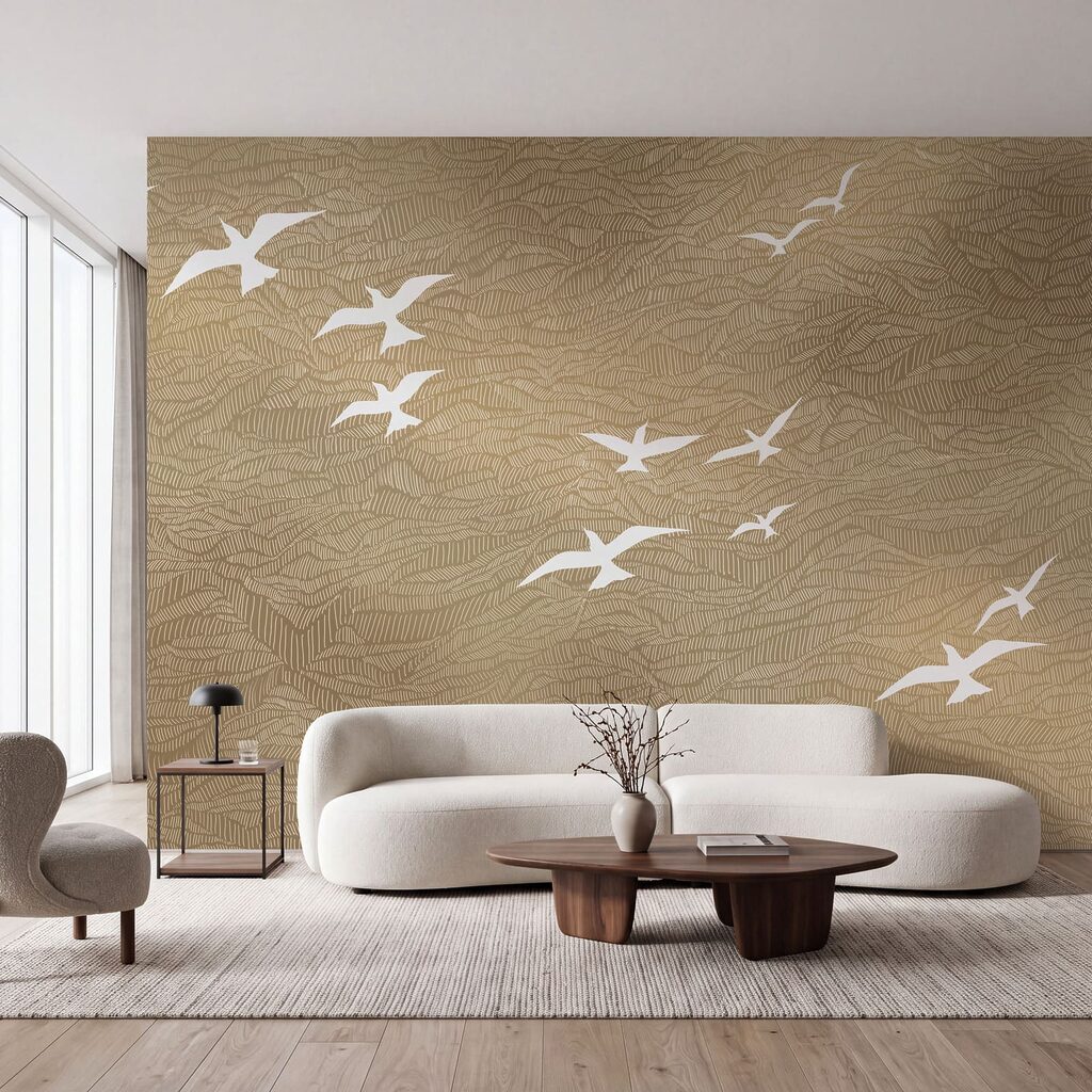 Aves blancas sobre ondas — interior 3