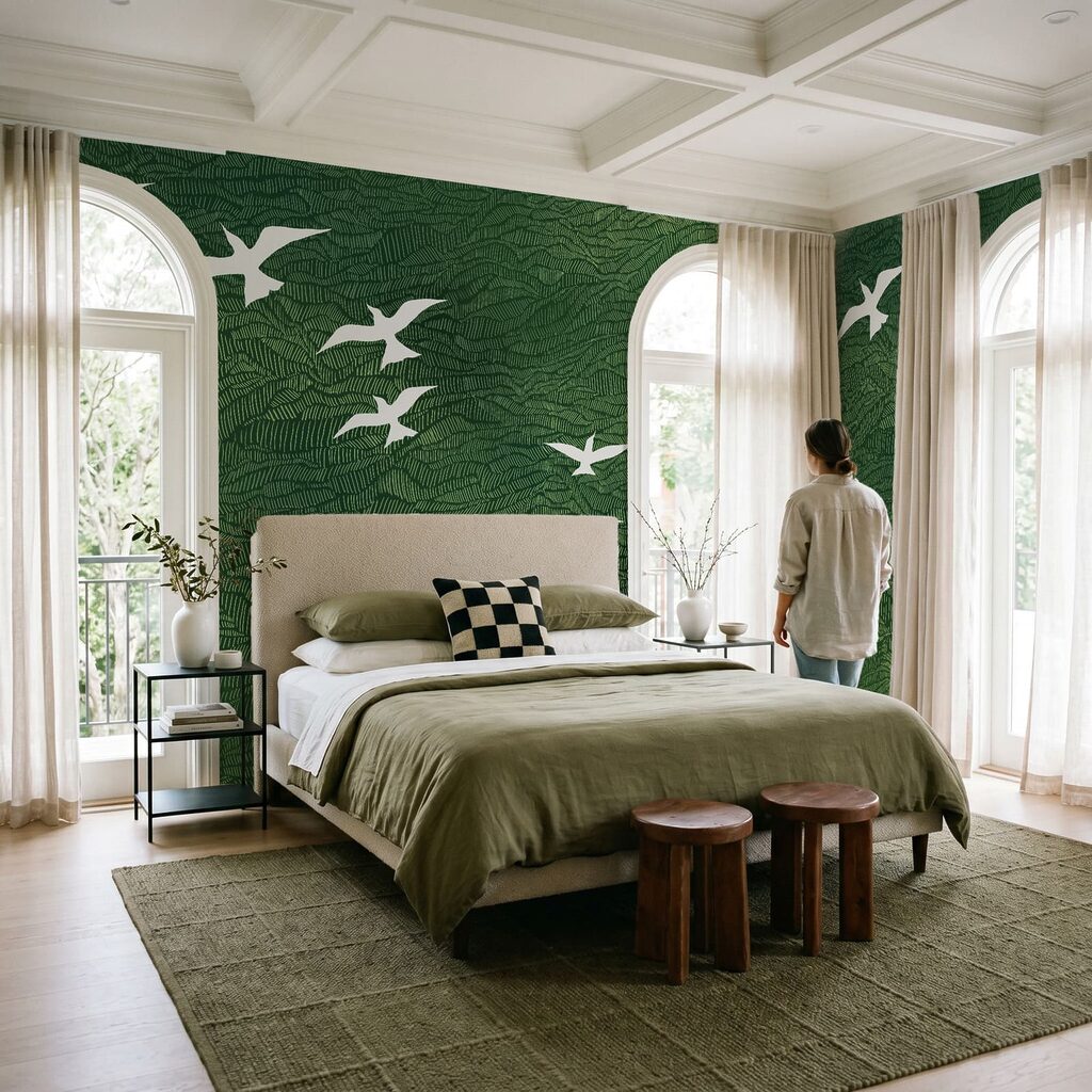 Aves blancas sobre ondas — interior 2