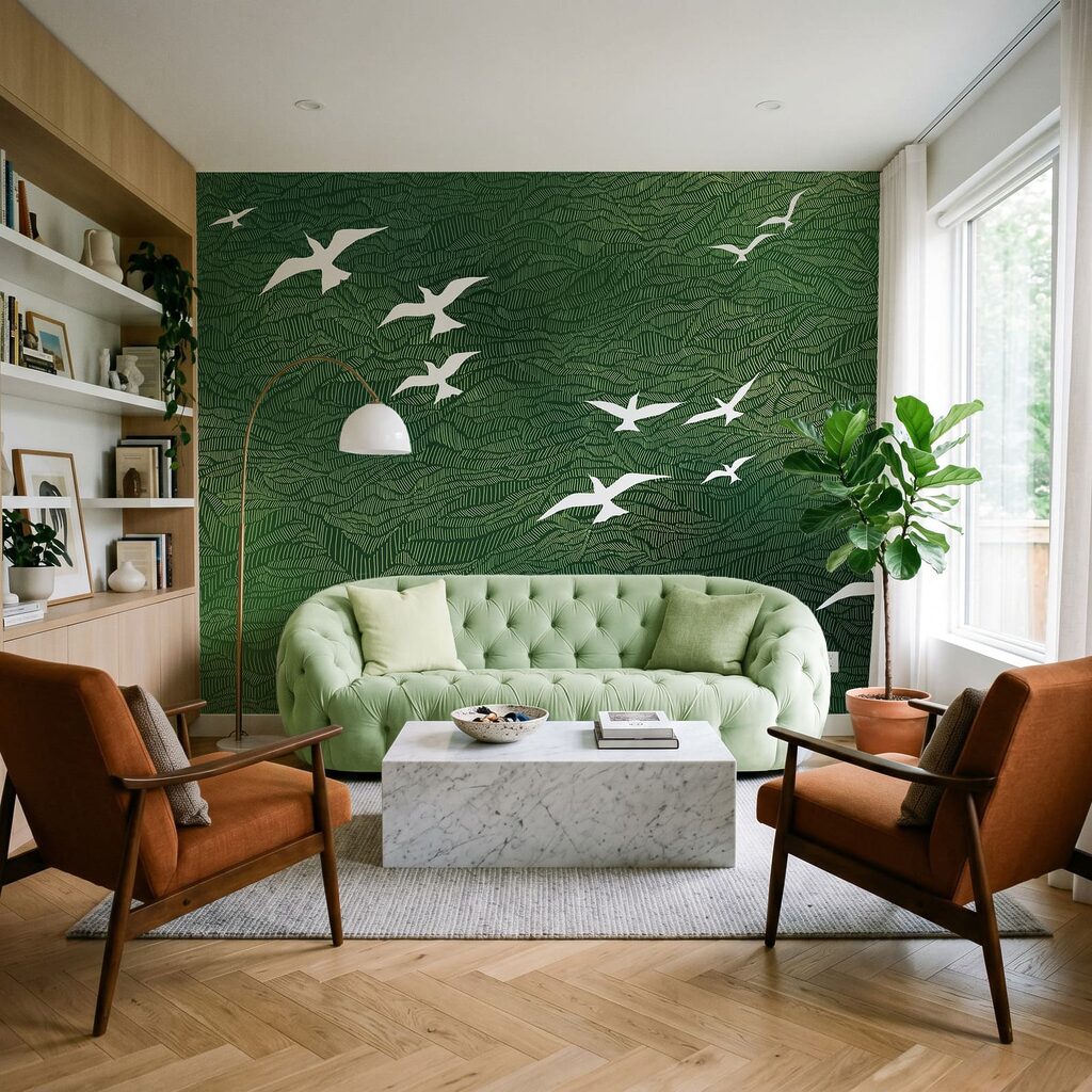 Aves blancas sobre ondas — interior 3