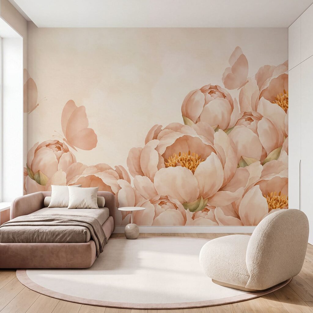 Mariposas sobre bordes florales — interior 1