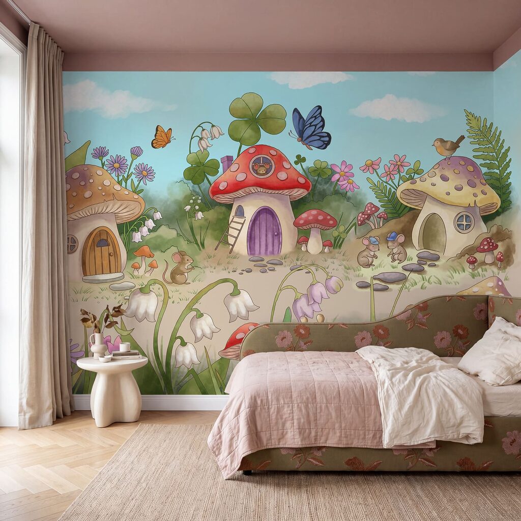 Pueblecito de setas en un interior