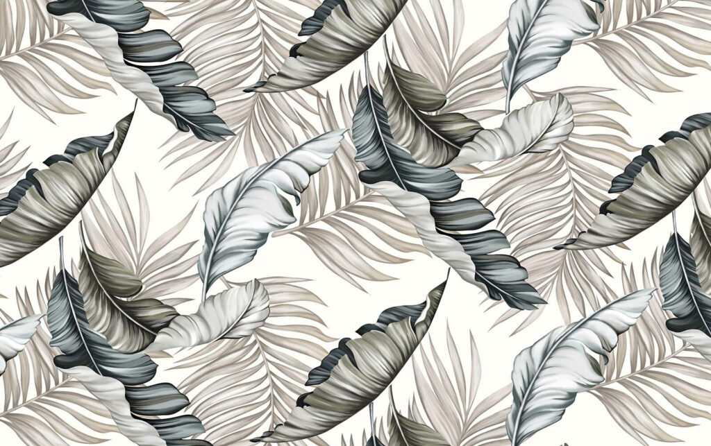 Hojas tropicales monocromas — diseño completo