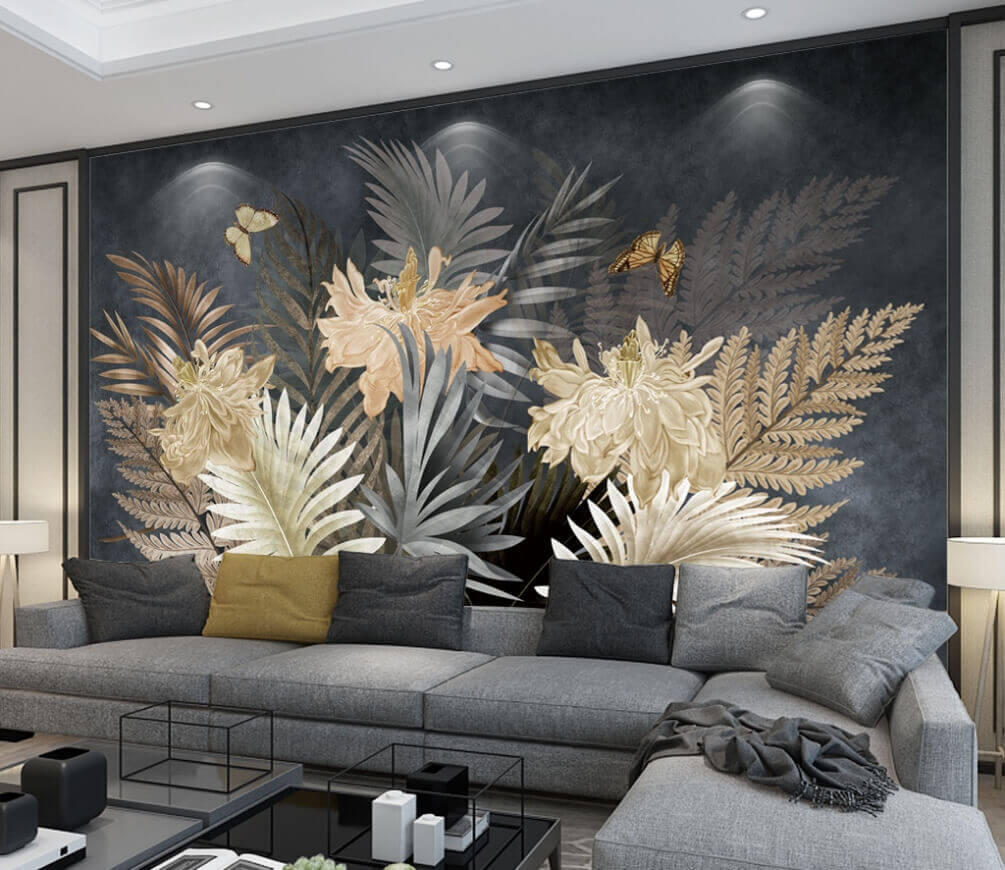Helechos y flores grises — interior 1