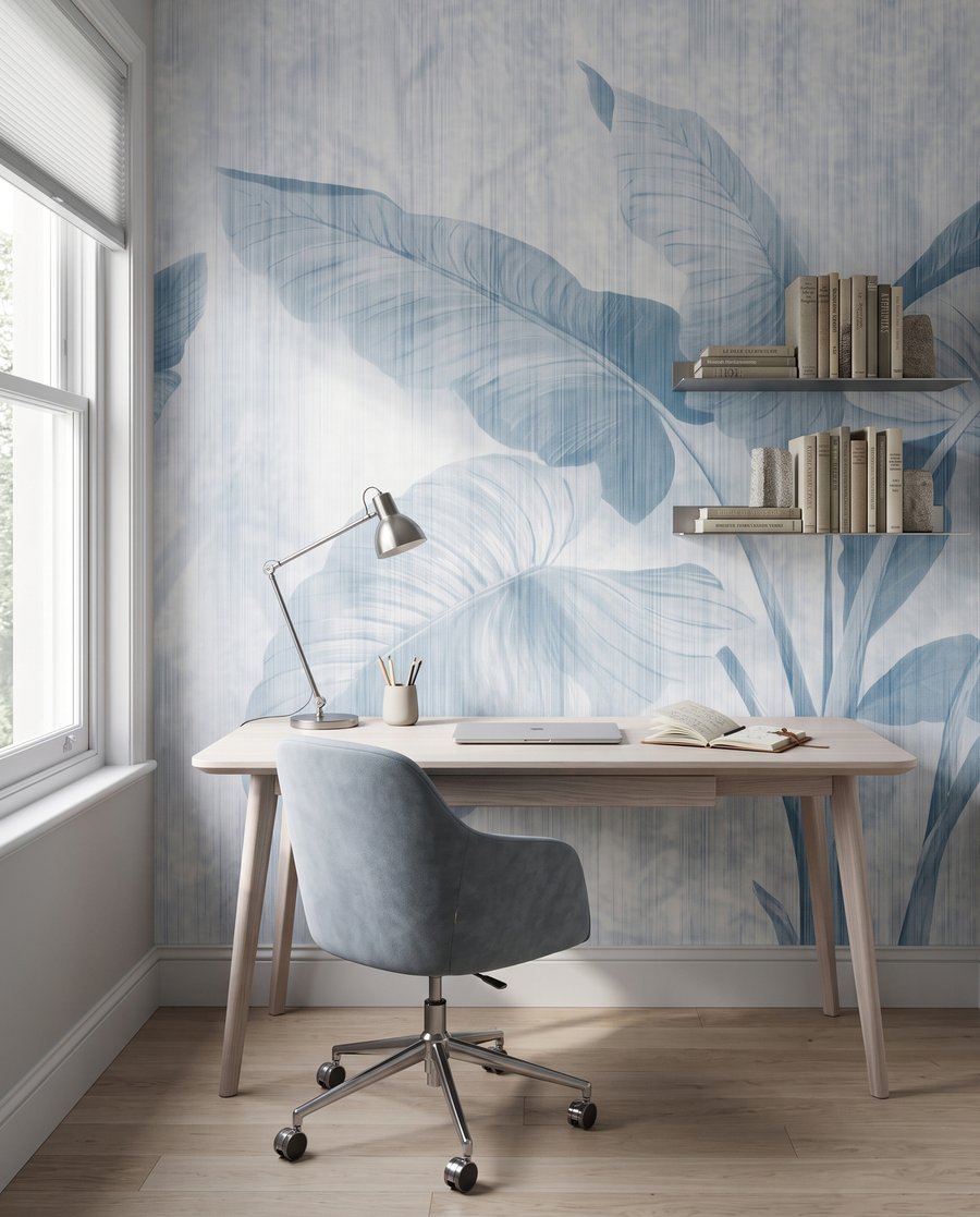 Hojas grandes sobre blanco — interior 1