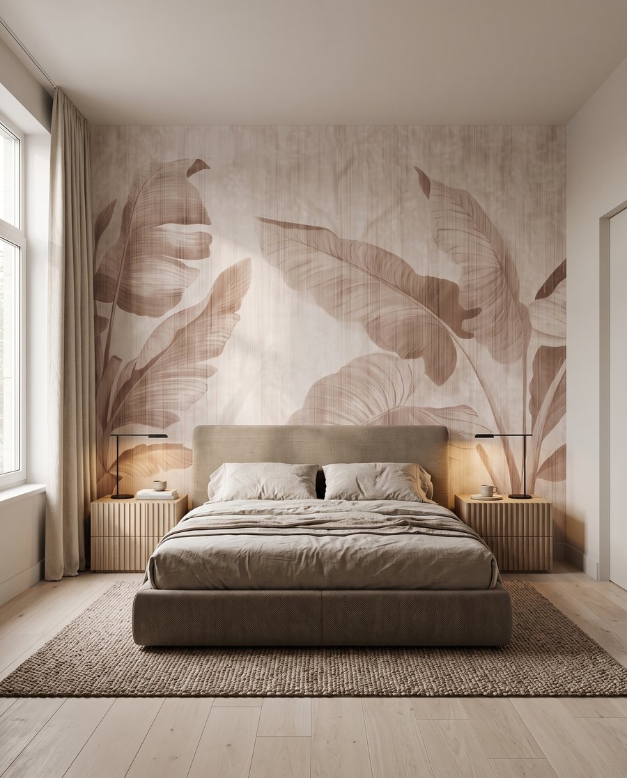 Hojas grandes sobre blanco — interior 1
