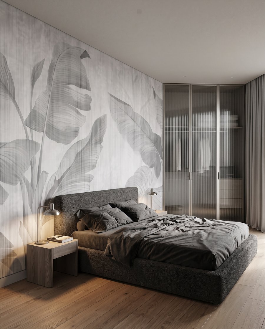 Hojas grandes sobre blanco — interior 2