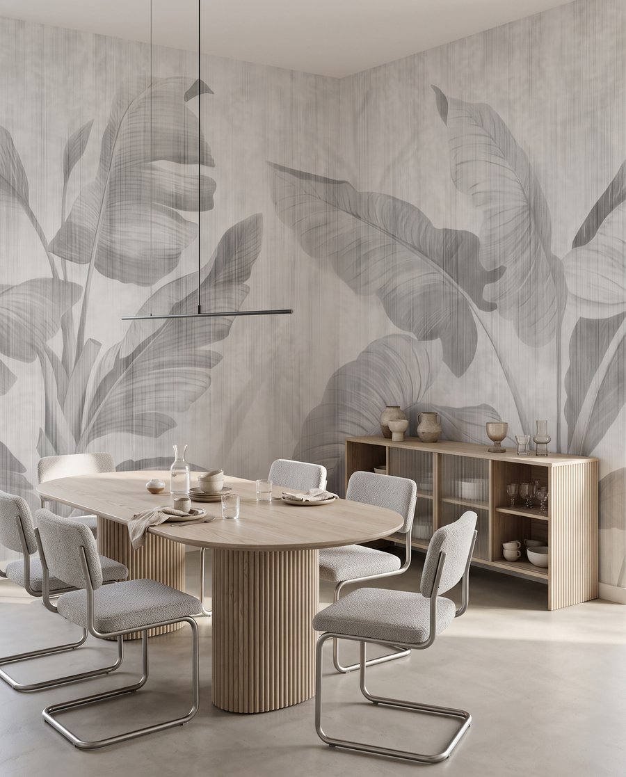 Hojas grandes sobre blanco — interior 1