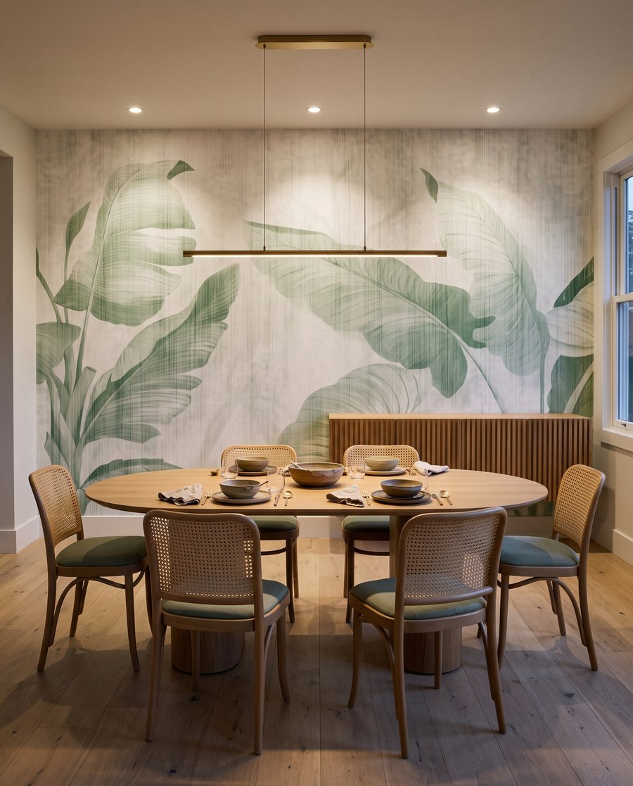Hojas grandes sobre blanco — interior 1