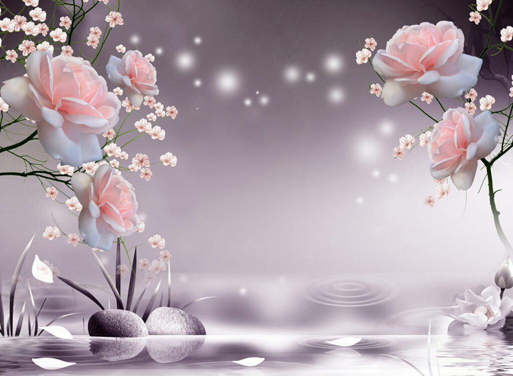 Rosas entre piedras — diseño completo
