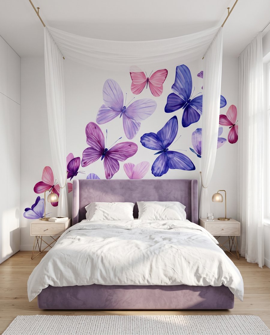 Mariposas en abanico en un interior