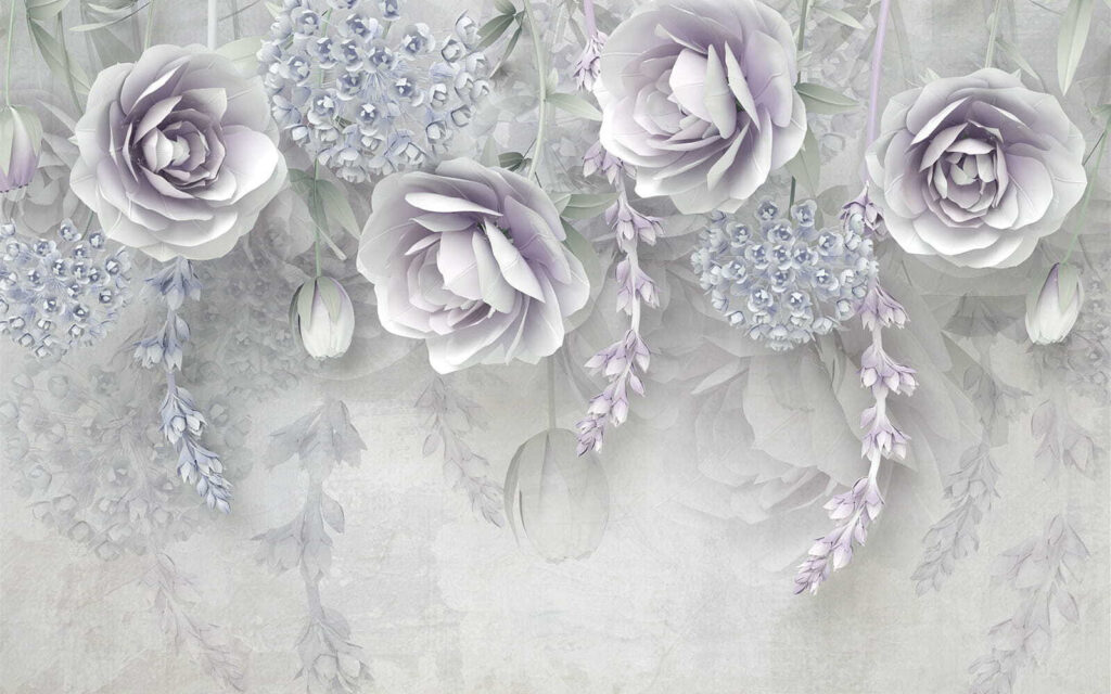 Rosas grises colgantes — diseño completo