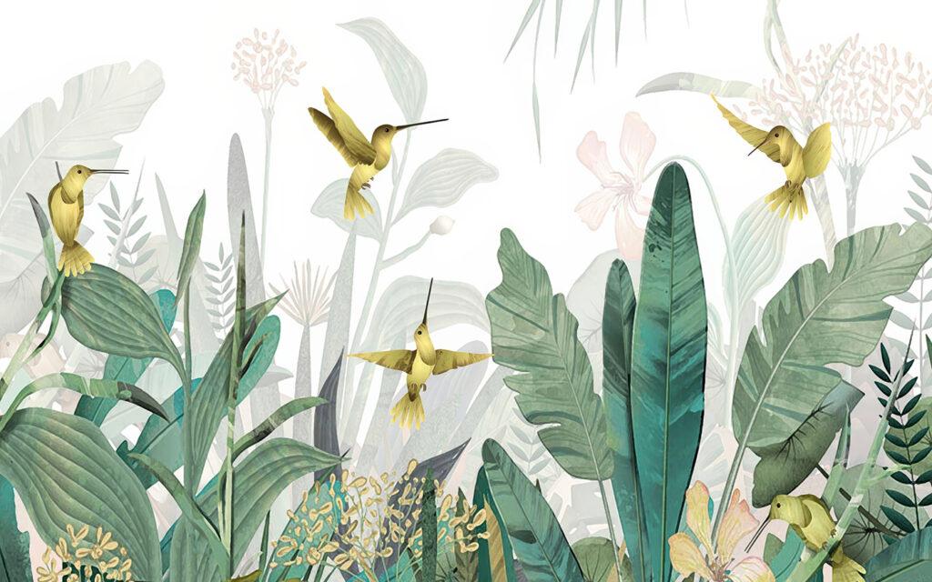 Colibríes entre las hojas — diseño completo