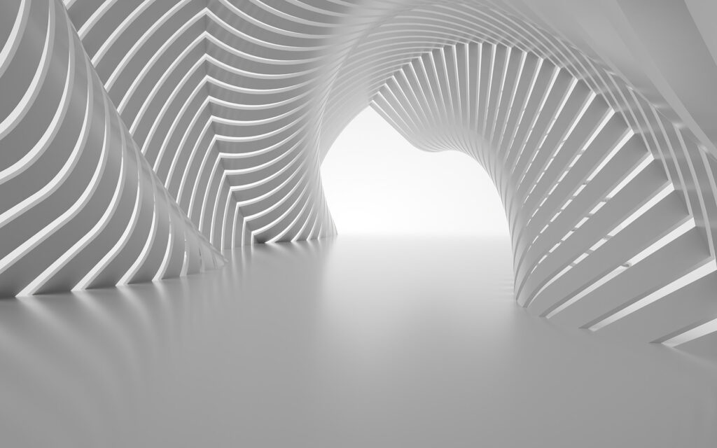 Túnel de arcos claros — diseño completo