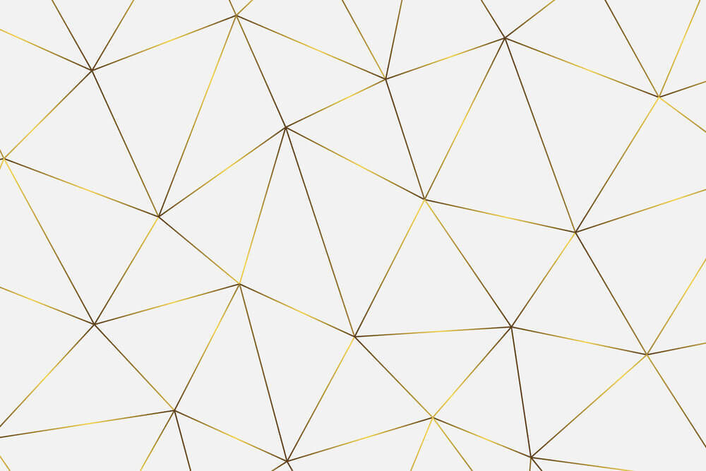 Triángulos finos sobre blanco — diseño completo