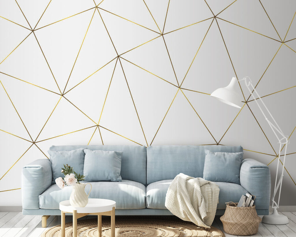 Triángulos finos sobre blanco — interior 2