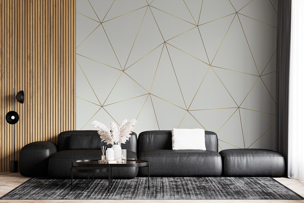 Triángulos finos sobre blanco — interior 3