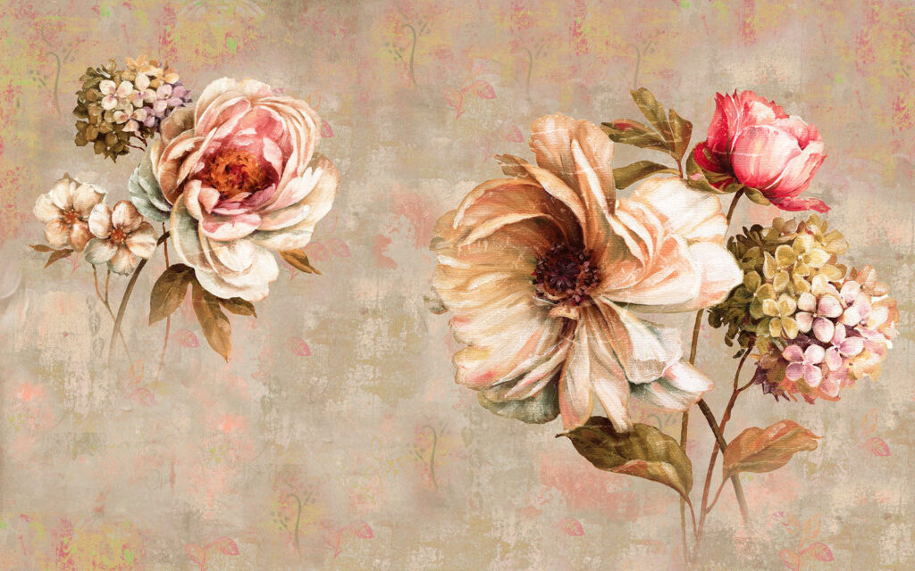 Rosas antiguas en pintura — diseño completo