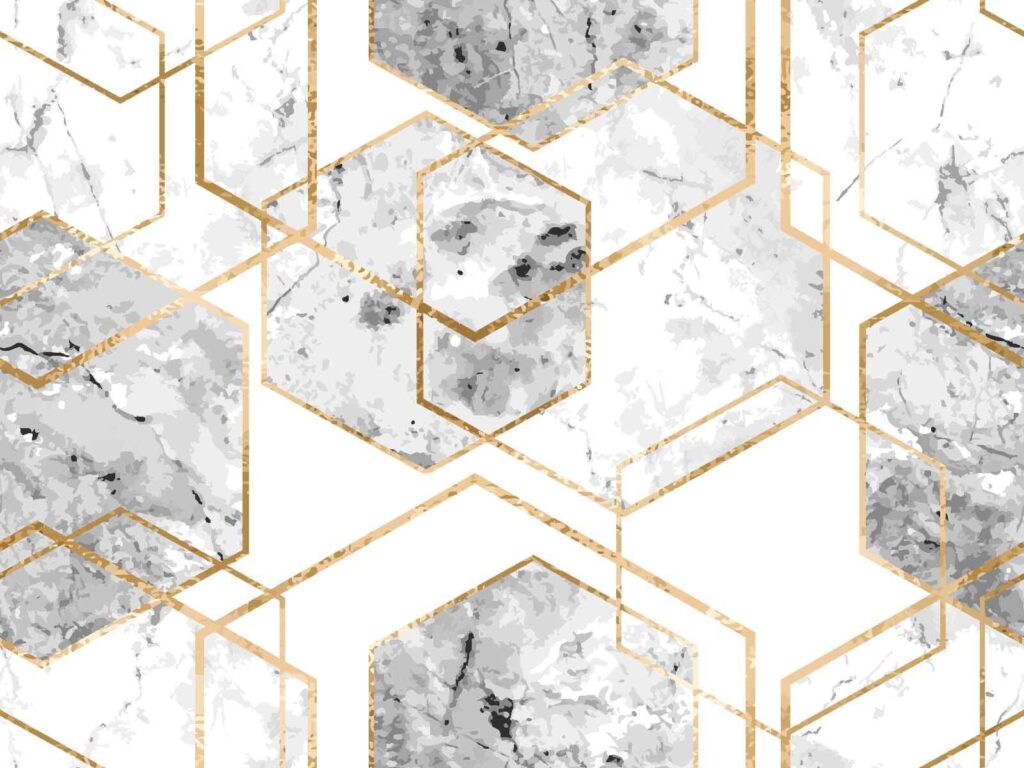 Hexágonos de bordes dorados — diseño completo