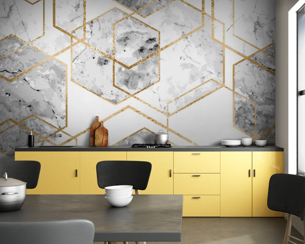 Hexágonos de bordes dorados — interior 3