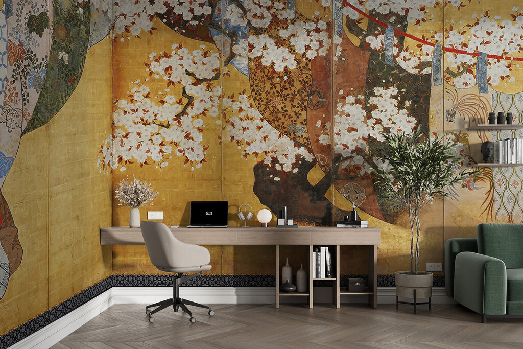 Ramas blancas sobre dorado — interior 2