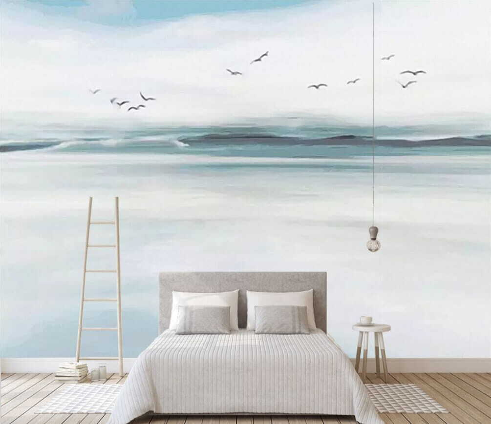 Aves sobre mar pálido — interior 1