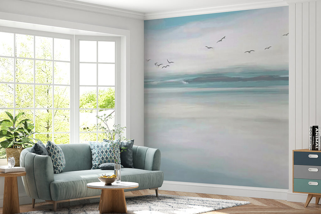 Aves sobre mar pálido — interior 2