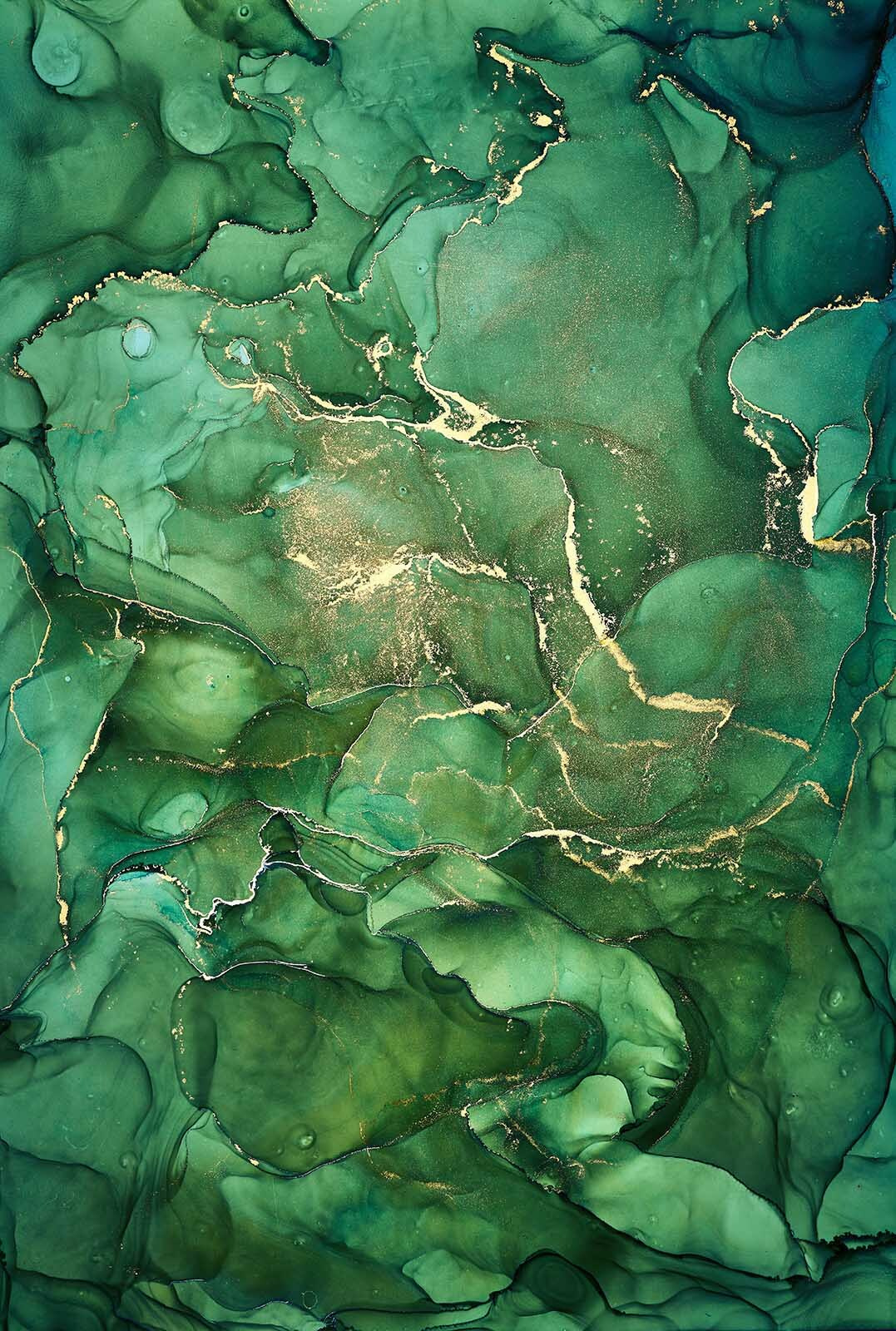Nubes verdes y doradas — diseño completo