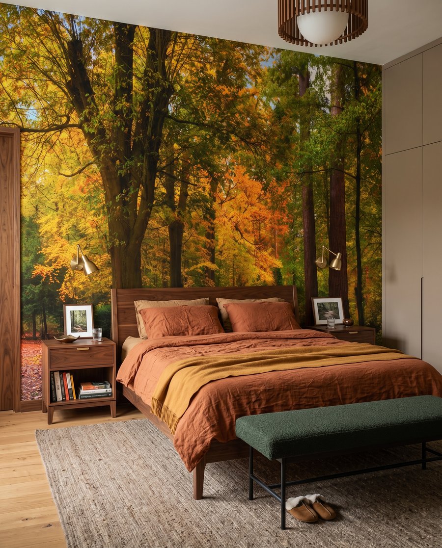 Sendero en otoño en un interior