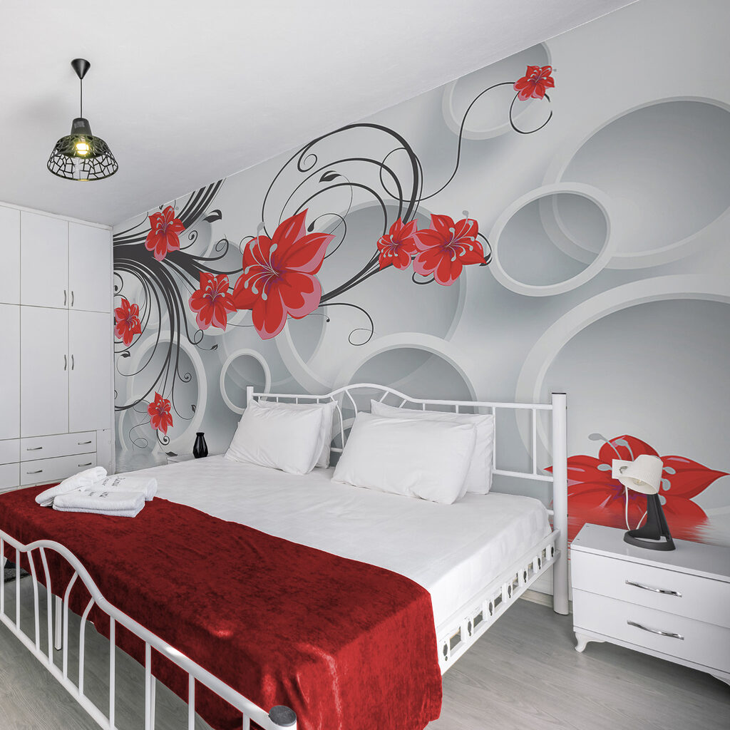 Flores rojas y círculos — interior 2