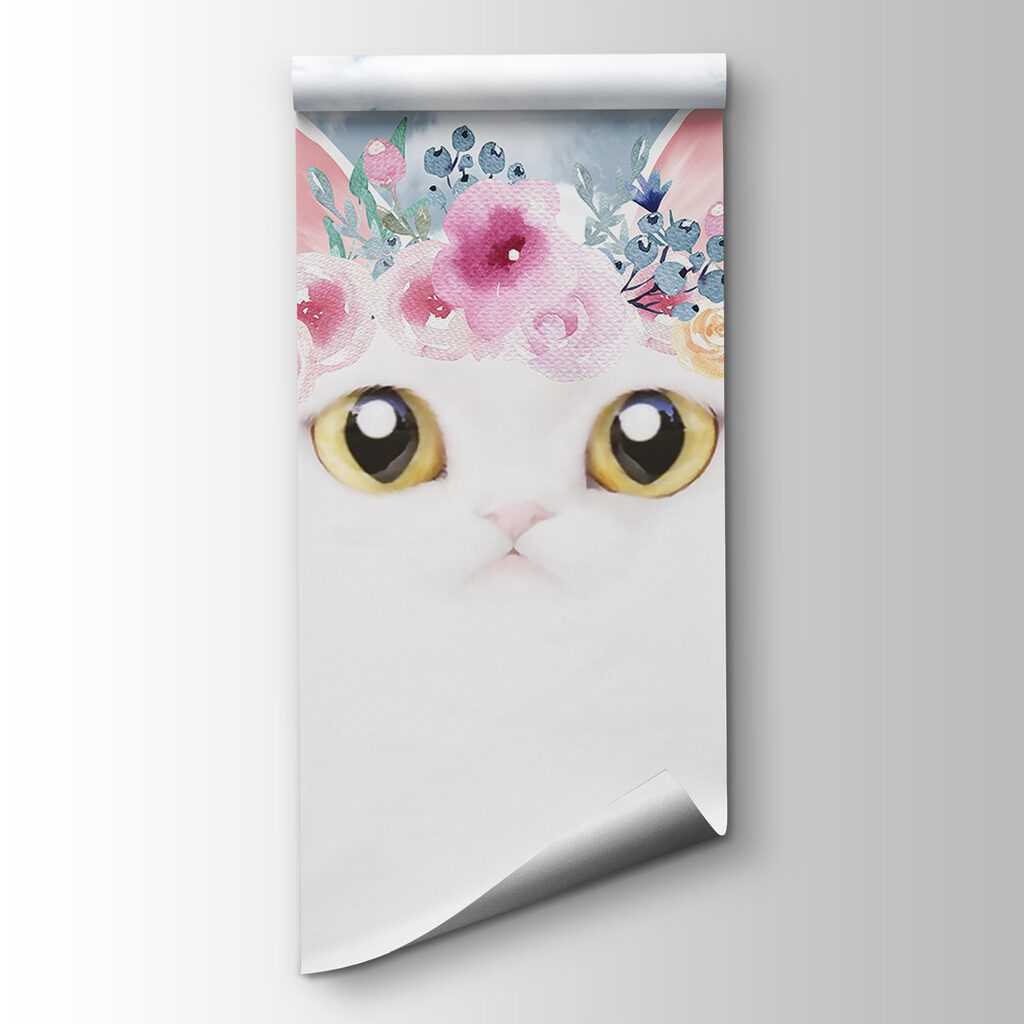 Gatito blanco entre nubes — vista del producto