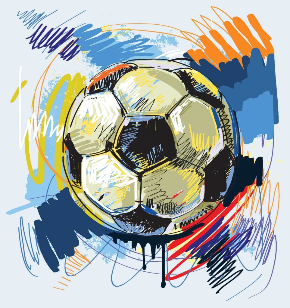 Balón entre trazos — diseño completo