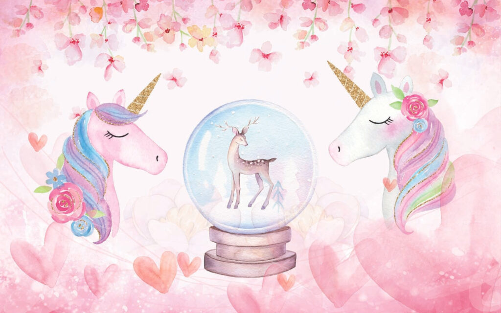 Unicornios y bola nevada — diseño completo