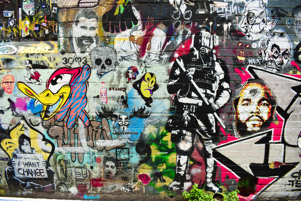 Collage de rostros urbanos — diseño completo