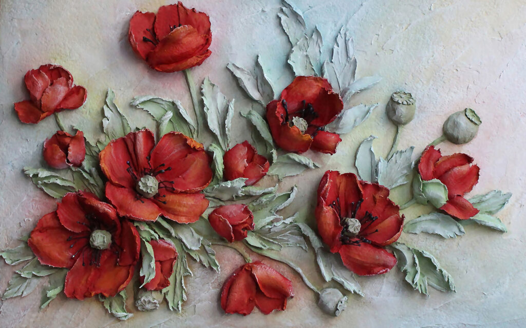 Amapolas rojas en pintura — diseño completo