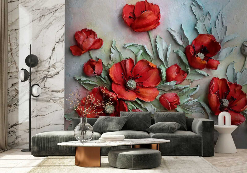Amapolas rojas en pintura — interior 4