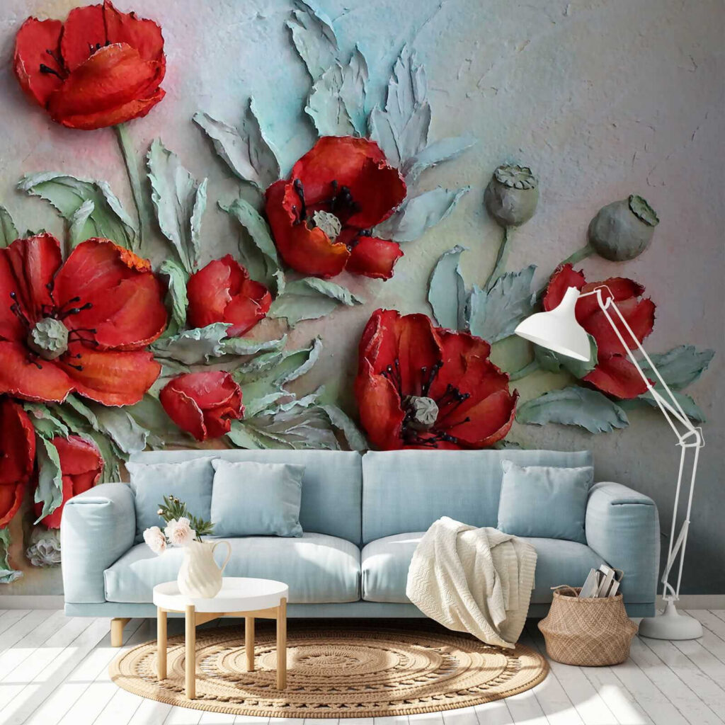 Amapolas rojas en pintura — interior 5