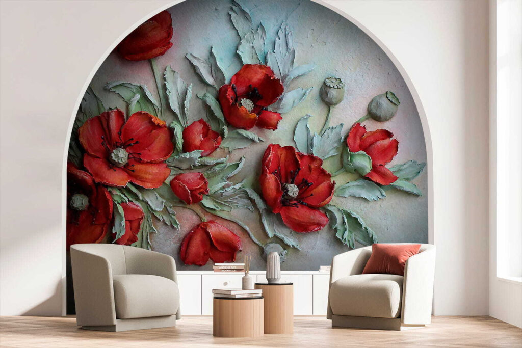 Amapolas rojas en pintura — interior 6