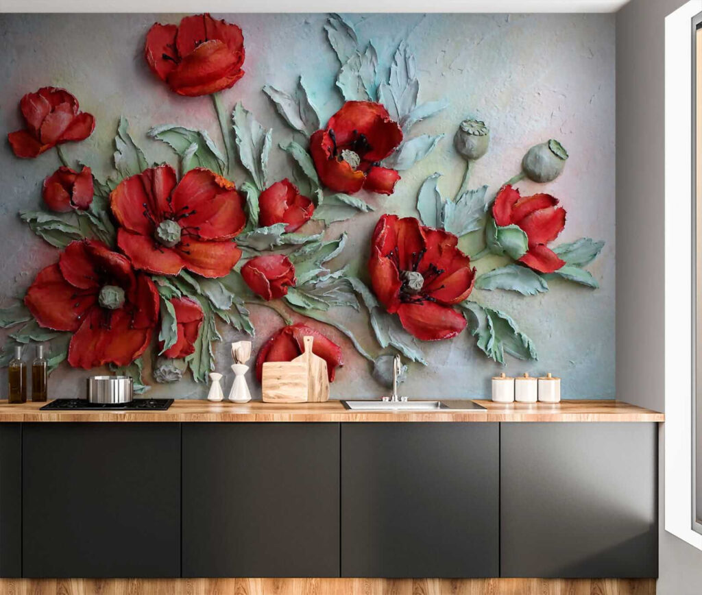 Amapolas rojas en pintura — interior 10
