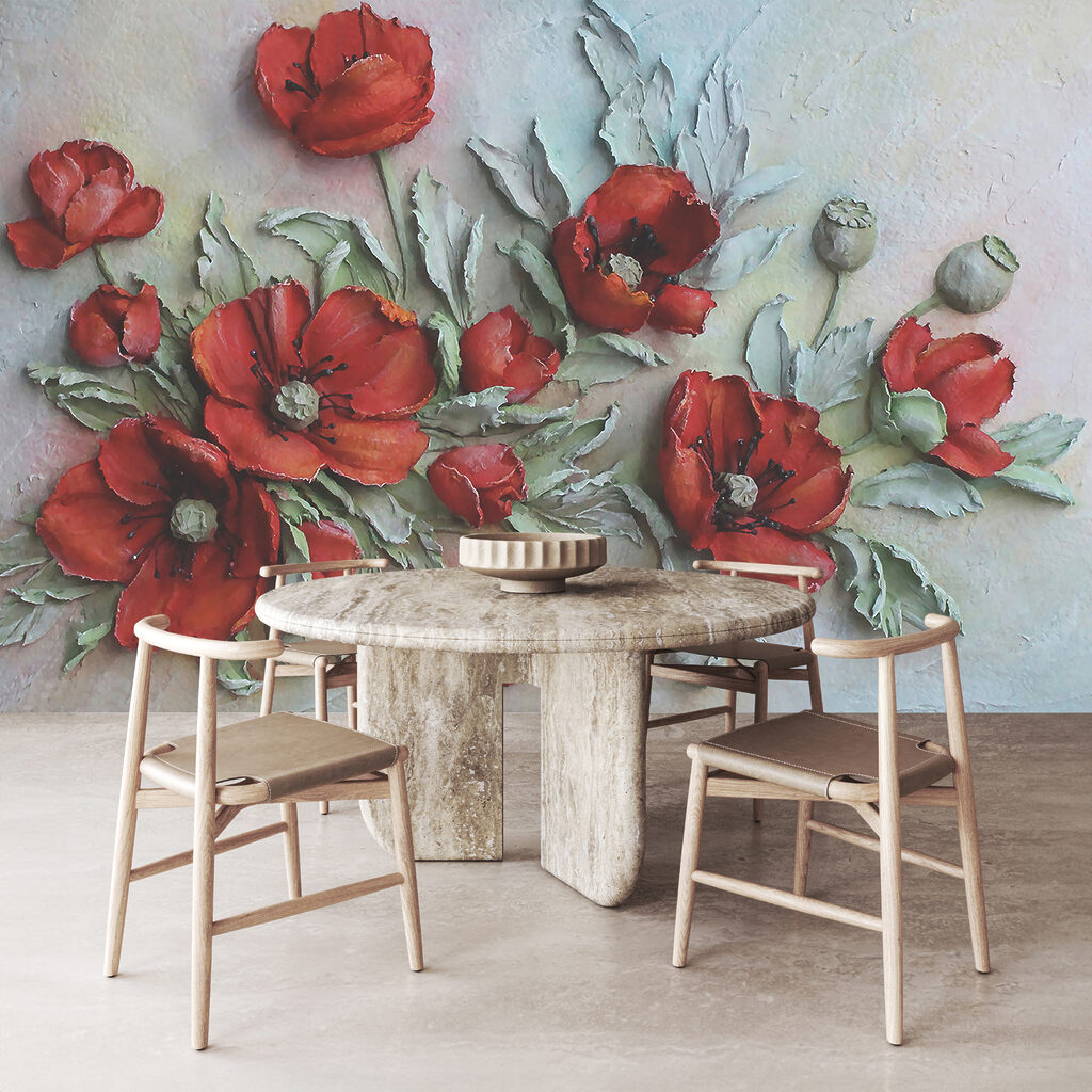 Amapolas rojas en pintura — interior 12