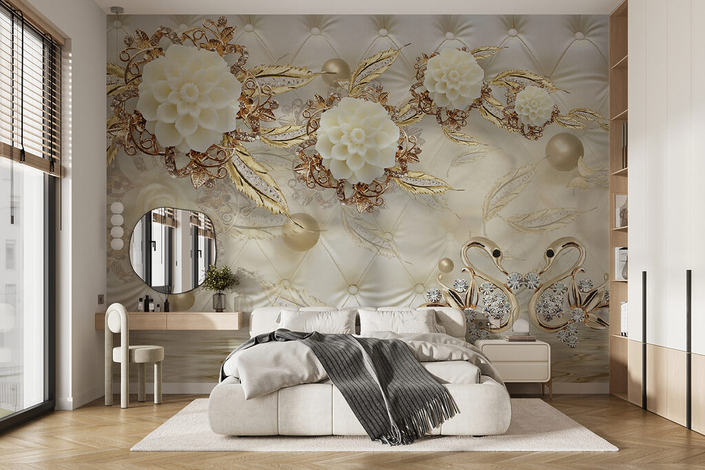 Cisnes elegantes entre flores — interior 3