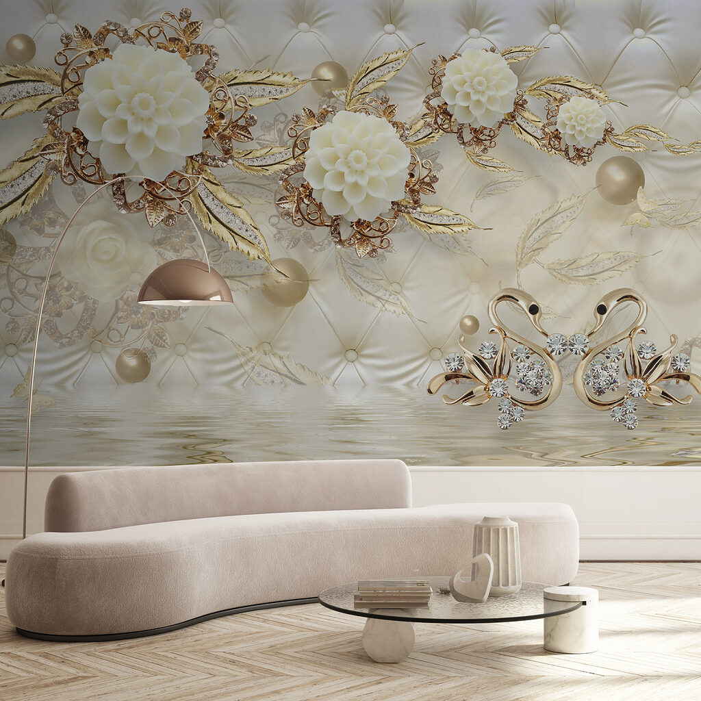 Cisnes elegantes entre flores — interior 2