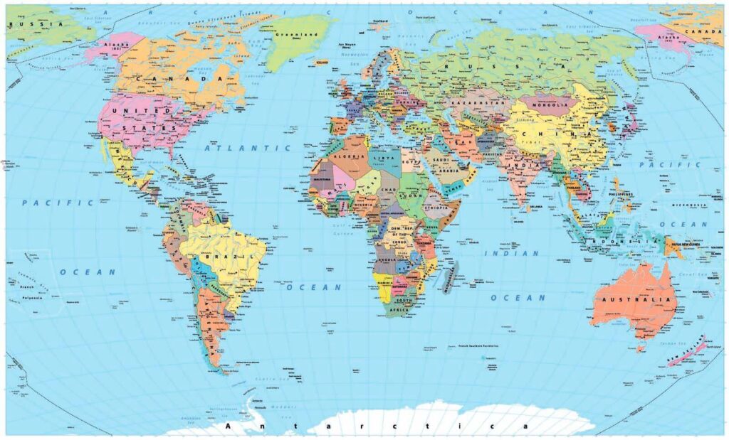Mapa del mundo colorido — diseño completo