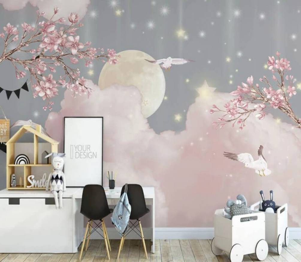 Aves sobre nubes rosas — interior 1