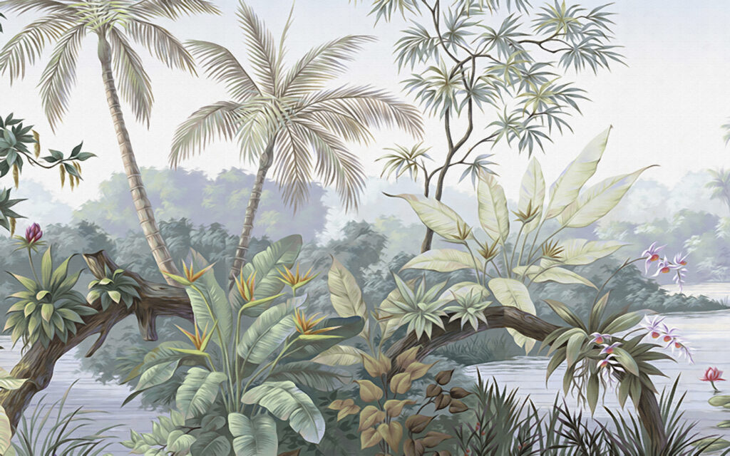 Palmeras en estampa antigua — diseño completo
